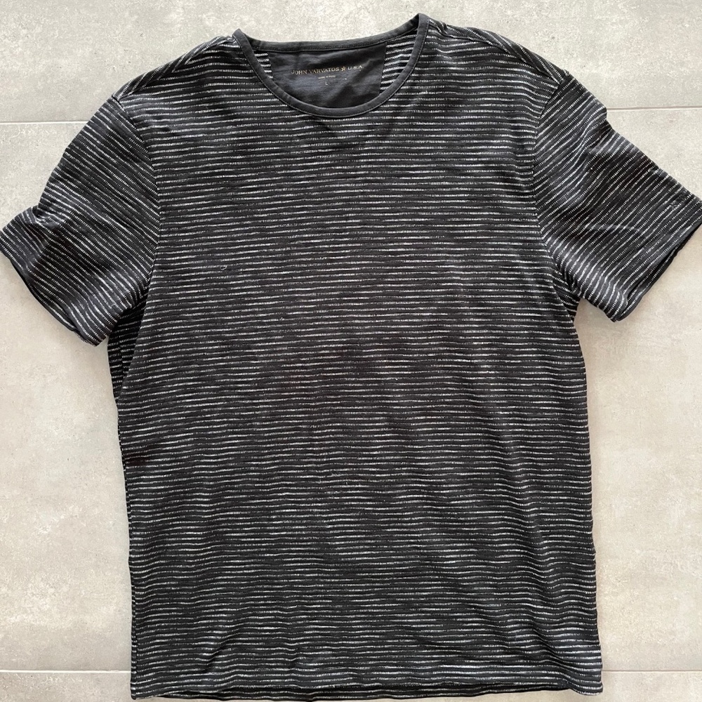 John Varvatos Striped Crew Neck T-Shirt